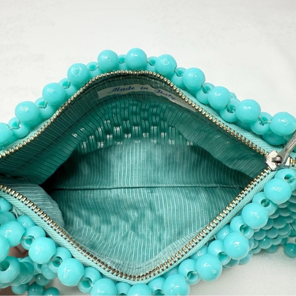 Prentice Vintage Made in Italy Turquoise Beaded Shoulder Bag Purse Handbag - Picture 6 of 16